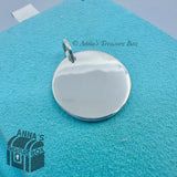 Tiffany & Co. 925 Silver VINTAGE Blank Round Tag 25mm Charm (pouch)
