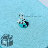 Tiffany & Co. 925 Silver Blue Enamel Ladybug Charm Pendant (box, pouch, ribbon)