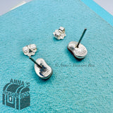 Tiffany & Co. 925 Silver Elsa Peretti 9mm Red Jasper Bean Earrings (boxset)