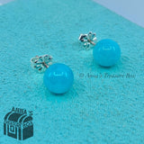 Tiffany & Co. 925 Silver 8mm Amazonite Gemstone Earrings (pouch)