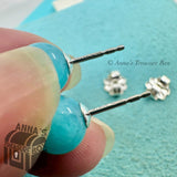 Tiffany & Co. 925 Silver 8mm Amazonite Gemstone Earrings (pouch)