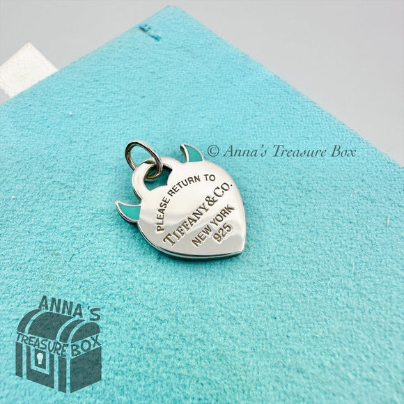 Return to Tiffany & Co. 925 Silver + Blue Enamel Devil Charm Pendant (pouch)