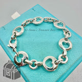 Tiffany & Co. 925 Silver Stencil Hearts Chain Link 7.5" Bracelet (pouch)
