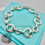 Tiffany & Co. 925 Silver Stencil Hearts Chain Link 7.5" Bracelet (pouch)