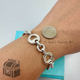 Tiffany & Co. 925 Silver Stencil Hearts Chain Link 7.5" Bracelet (pouch)