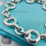 Tiffany & Co. 925 Silver Stencil Hearts Chain Link 7.5" Bracelet (pouch)
