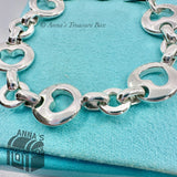 Tiffany & Co. 925 Silver Stencil Hearts Chain Link 7.5" Bracelet (pouch)