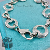 Tiffany & Co. 925 Silver Stencil Hearts Chain Link 7.5" Bracelet (pouch)