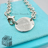 Tiffany & Co. 925 Silver VINTAGE RTT Oval Tag Choker 15.75" Necklace #3 (boxset)