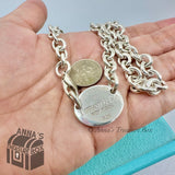 Tiffany & Co. 925 Silver VINTAGE RTT Oval Tag Choker 15.75" Necklace #3 (boxset)