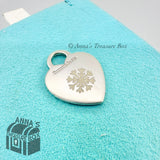 Tiffany & Co. 925 Silver Custom Engraved Snowflake Heart Tag Charm Pendant