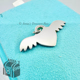 Return To Tiffany & Co. 925 Silver Angel  Wings Heart Charm Pendant (box, pouch)
