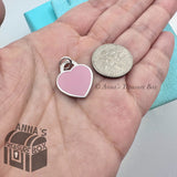 Tiffany & Co. 925 Silver SMALL Pink Enamel RTT Heart Tag (box, pouch)