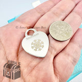 Tiffany & Co. 925 Silver Custom Engraved Snowflake Heart Tag Charm Pendant