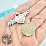 Return To Tiffany & Co. 925 Silver Angel  Wings Heart Charm Pendant (box, pouch)
