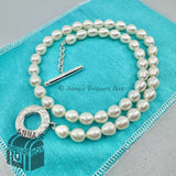 Tiffany & Co. 925 Silver 7-8mm Pearl Toggle 18" Necklace (pouch)