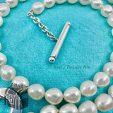 Tiffany & Co. 925 Silver 7-8mm Pearl Toggle 18" Necklace (pouch)
