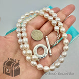 Tiffany & Co. 925 Silver 7-8mm Pearl Toggle 18" Necklace (pouch)