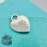 Tiffany & Co. 925 Silver Custom Engraved Snowflake Heart Tag Charm Pendant #2