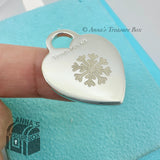 Tiffany & Co. 925 Silver Custom Engraved Snowflake Heart Tag Charm Pendant #2