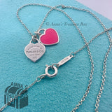 Return Tiffany & Co. 925 Silver Hot Pink Mini Double Hearts 16-18" Necklace (pch