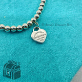 Return To Tiffany & Co. 925 Silver Hot Pink Heart 4mm Bead 6" Bracelet (pouch)
