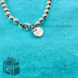 Return To Tiffany & Co. 925 Silver Hot Pink Heart 4mm Bead 6" Bracelet (pouch)