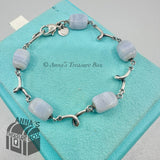Tiffany & Co. 925 Silver & Blue Lace Agate Twist 7.5" Bracelet (pouch)
