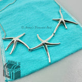 Tiffany & Co. 925 Silver Elsa Peretti Triple Starfish 18" Necklace(bx, pch, rbn)
