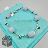 Tiffany & Co. 925 Silver & Blue Lace Agate Twist 7.5" Bracelet (pouch)
