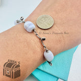 Tiffany & Co. 925 Silver & Blue Lace Agate Twist 7.5" Bracelet (pouch)