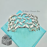 Tiffany & Co. 925 Silver Paloma Picasso Olive Leaf 7.5" Cuff Bangle (Boxset)