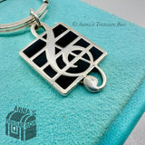 Tiffany & Co. 925 Silver VINTAGE Music Treble Clef Key Ring Keychain (pouch)