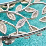 Tiffany & Co. 925 Silver Paloma Picasso Olive Leaf 7.5" Cuff Bangle (Boxset)
