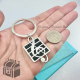 Tiffany & Co. 925 Silver VINTAGE Music Treble Clef Key Ring Keychain (pouch)