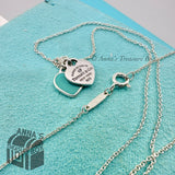 Return To Tiffany & Co. 925 Silver Diamond Blue Mini Double Heart 16-18"Necklace