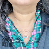 Return To Tiffany & Co. 925 Silver Diamond Blue Mini Double Heart 16-18"Necklace