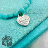 Tiffany & Co. 925 Silver Mini RTT Heart 4mm Amazonite 7.5" Bracelet (pouch)