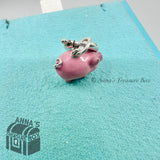 Tiffany & Co. 925 Silver Pink Enamel Pig Charm (box, pouch, ribbon)