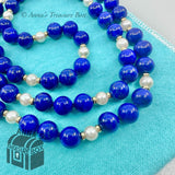 Tiffany & Co. VINTAGE 14k Yellow Gold Lapis Lazuli & Pearl 26" Necklace (bx, pch