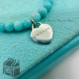 Tiffany & Co. 925 Silver Mini RTT Heart 4mm Amazonite 7.5" Bracelet (pouch)