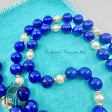 Tiffany & Co. VINTAGE 14k Yellow Gold Lapis Lazuli & Pearl 26" Necklace (bx, pch