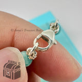Tiffany & Co. 925 Silver Mini RTT Heart 4mm Amazonite 7.5" Bracelet (pouch)