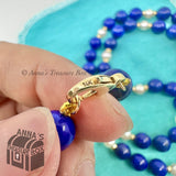 Tiffany & Co. VINTAGE 14k Yellow Gold Lapis Lazuli & Pearl 26" Necklace (bx, pch