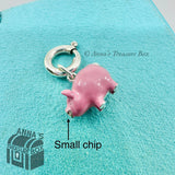 Tiffany & Co. 925 Silver Pink Enamel Pig Charm (box, pouch, ribbon)