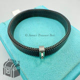 Tiffany & Co. 925 Silver Woven Stretch Mesh Black Steel 7" Bracelet (pouch)