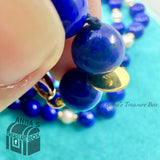 Tiffany & Co. VINTAGE 14k Yellow Gold Lapis Lazuli & Pearl 26" Necklace (bx, pch