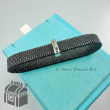 Tiffany & Co. 925 Silver Woven Stretch Mesh Black Steel 7" Bracelet (pouch)