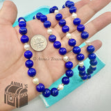 Tiffany & Co. VINTAGE 14k Yellow Gold Lapis Lazuli & Pearl 26" Necklace (bx, pch