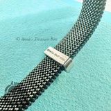 Tiffany & Co. 925 Silver Woven Stretch Mesh Black Steel 7" Bracelet (pouch)